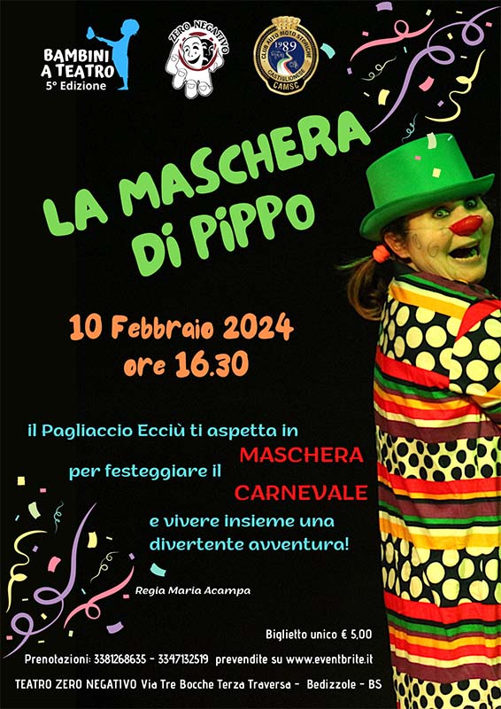 Spettacolo LA MASCHERA DI PIPPO Teatro Zero Negativo