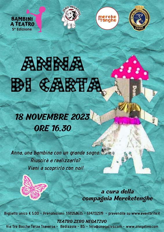 bambini a teatro ANNA DI CARTA teatro zero negativo