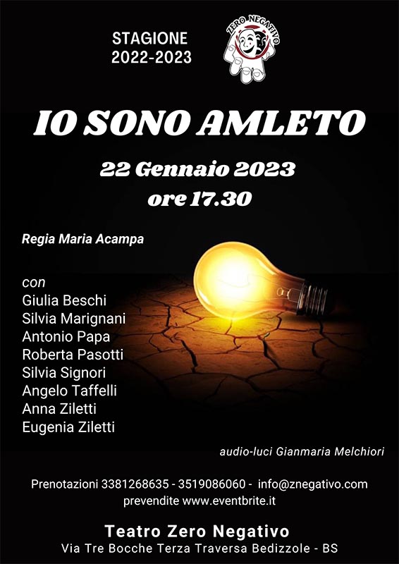 SPETTACOLO "IO SONO AMLETO" TEATRO ZERO NEGATIVO