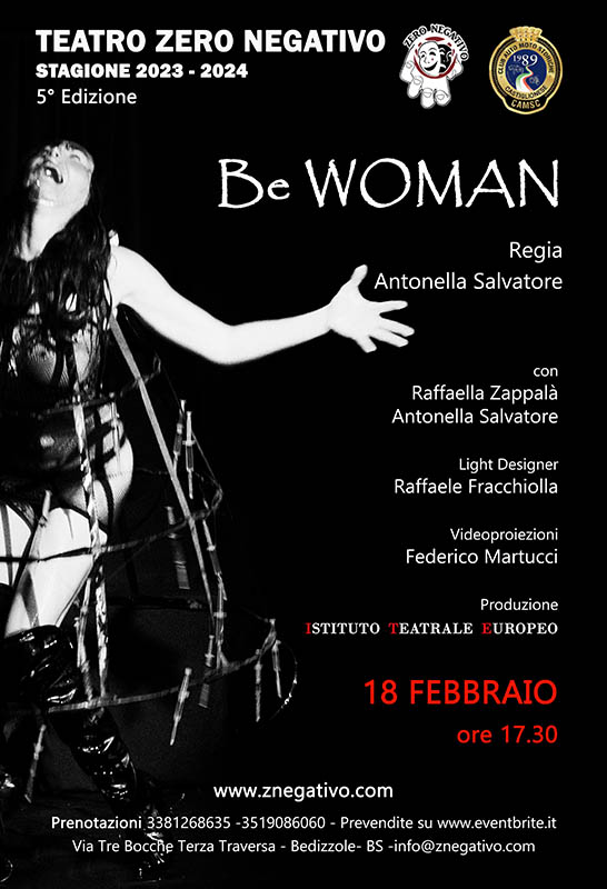 Spettacolo BE WOMAN teatro zero negativo