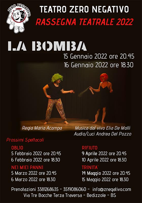 rassegna teatrale 2022 spettacolo La bomba Teatro Zero Negativo