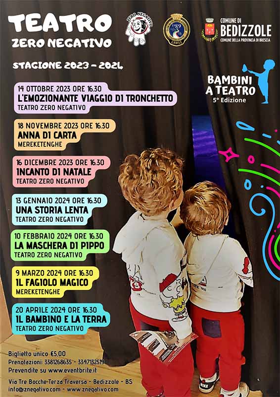 stagione teatrale 2023-2024 bambini  a teatro teatro zero negativo