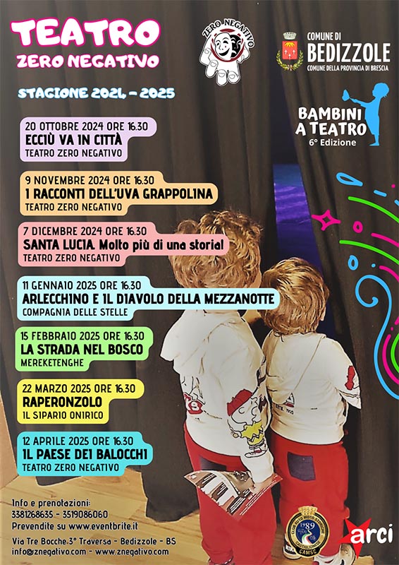 Calendario rassegna BAMBINI A TEATRO zero negativo
