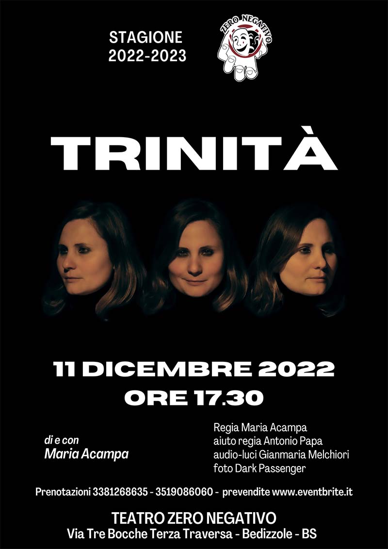 spettacolo TRINITA'  teatro zero negativo