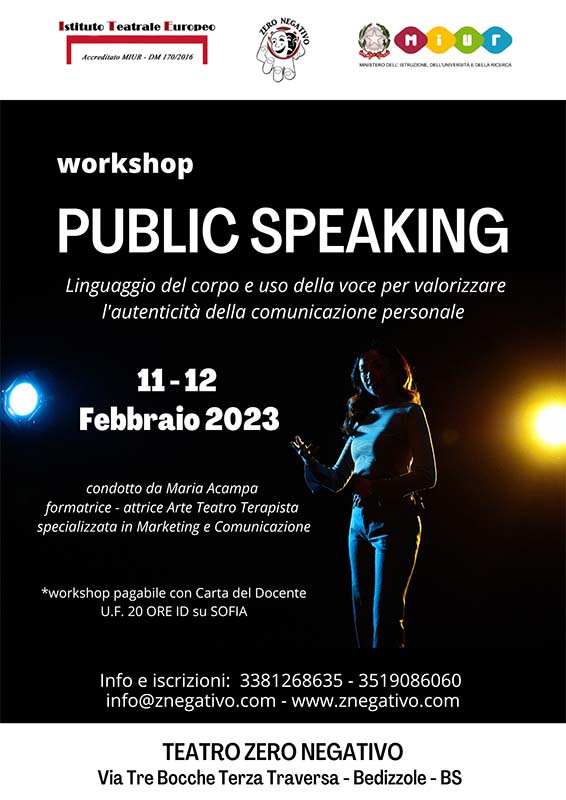 WORKSHOP PUBLIC SPEAKING TEATRO ZERO NEGATIVO